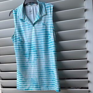 PUMA GOLF Women’s Sleeveless Aqua White Athletic Golf Top